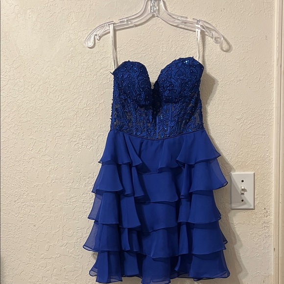 Sherri Hill Royal Blue Strapless Dress
